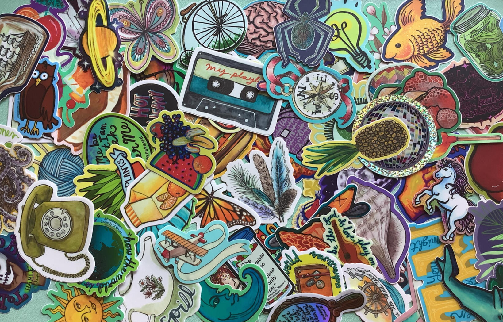 Huge assortment of colourful stickers, all illustrated by Jenny Allen Taves, rated for 3-5 years of outdoor use, and printed in Canada.